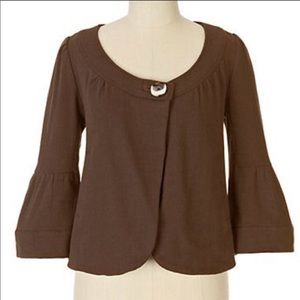 Anthropologie Allihop brown cotton crop jacket XS